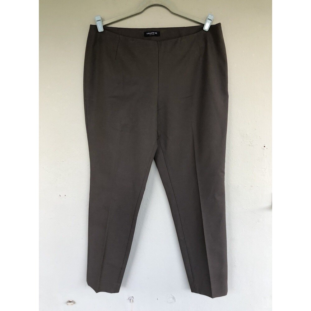 Lafayette 148 New York Dress Pants 14 Brown Pull On Flat Front Career Minimalist